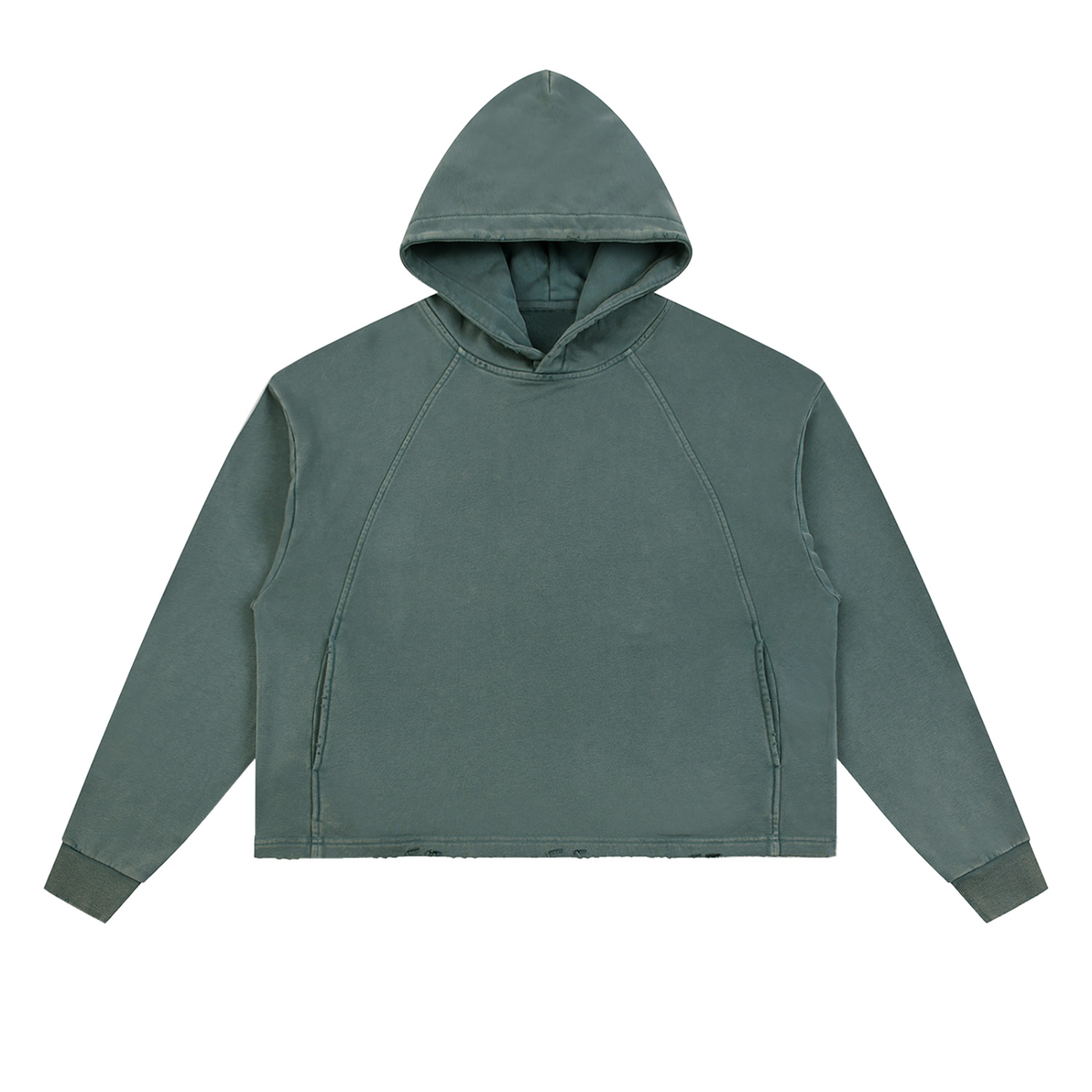 Vintage Washed Frayed-Hem Hoodie