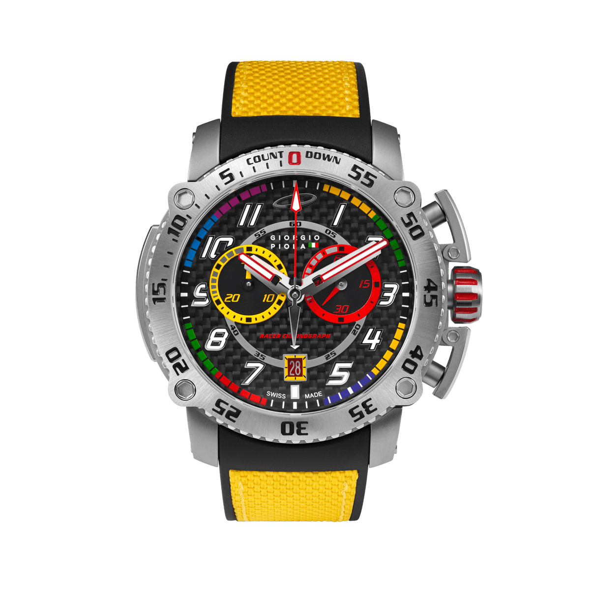 Torque Yellow Stainless Steel Swiss Sport Chrono Watch